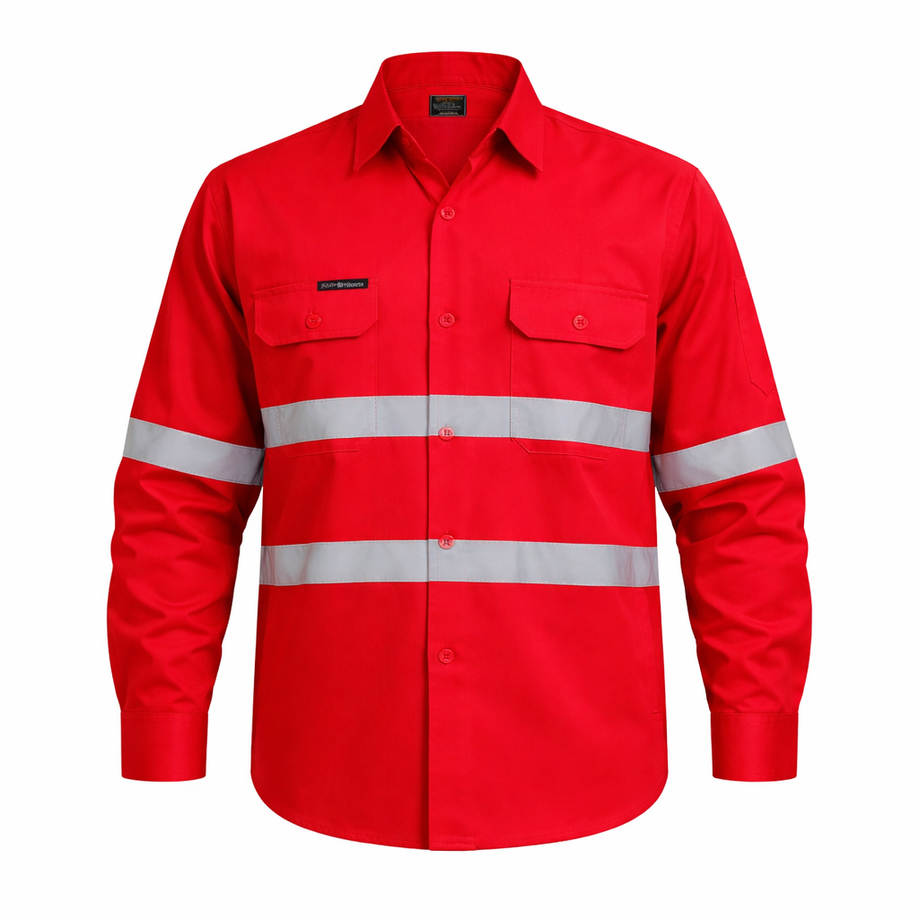 High Visibility Reflective Work Shirt – Industrial Safety Long Sleeve Shirt (Multi-Color Options)
