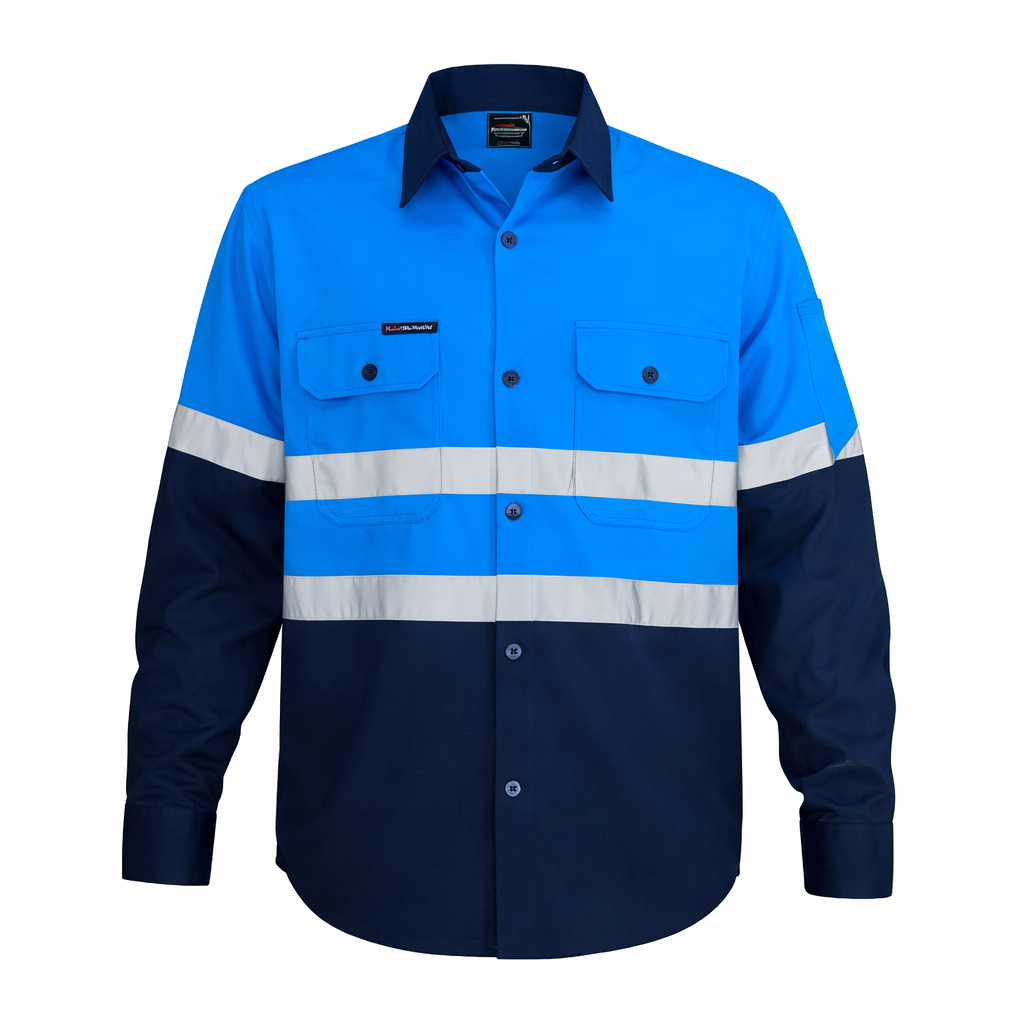 High Visibility Reflective Work Shirt – Industrial Safety Long Sleeve Shirt (Multi-Color Options)