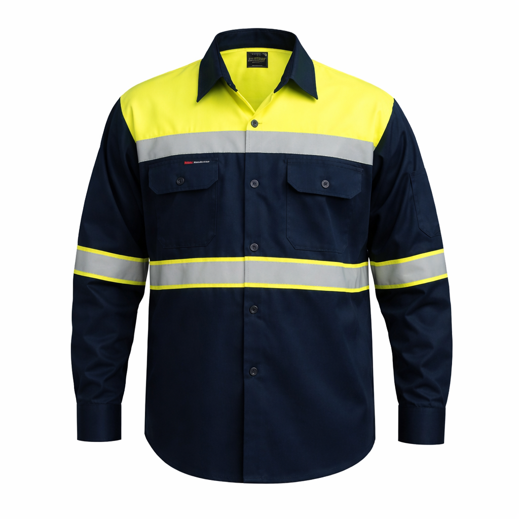 High Visibility Reflective Work Shirt – Industrial Safety Long Sleeve Shirt (Multi-Color Options)